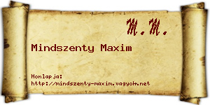 Mindszenty Maxim névjegykártya